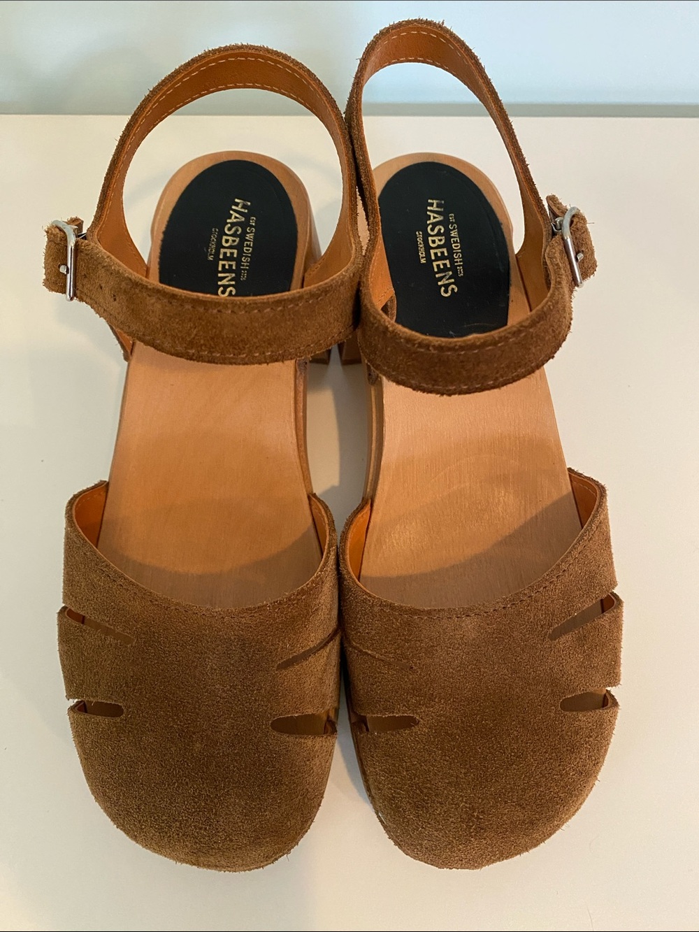 Swedish Hasbeens suede clog sandals Size 37